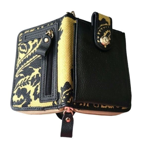 SPARTINA 449 Black & Tan Linen & Leather Wallet Wristlet NWOT - Picture 4 of 5